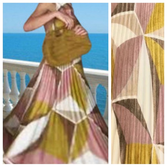 NWOT. Zara Multicolored Geometric Print Pleated Midi Skirt. Size XS. - Picture 4 of 9